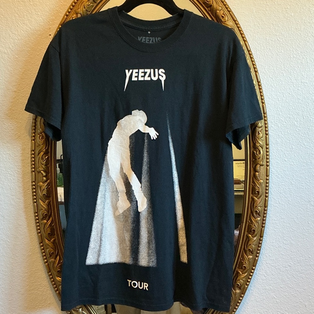 Yeezy Black Tee with White Stencil Graphic